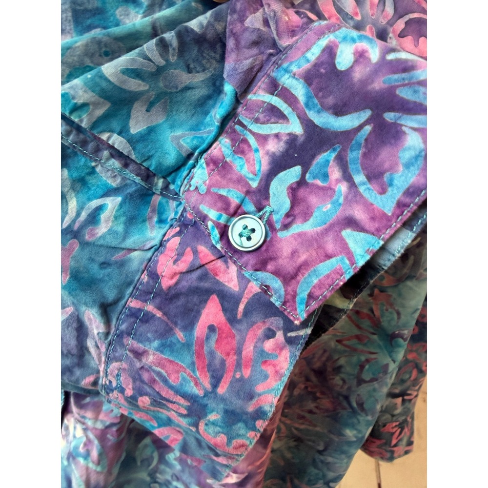Catherines Blouse Button Front Shirt Plus Size 3X Floral 26 28W HoLe Batik - Picture 9 of 14